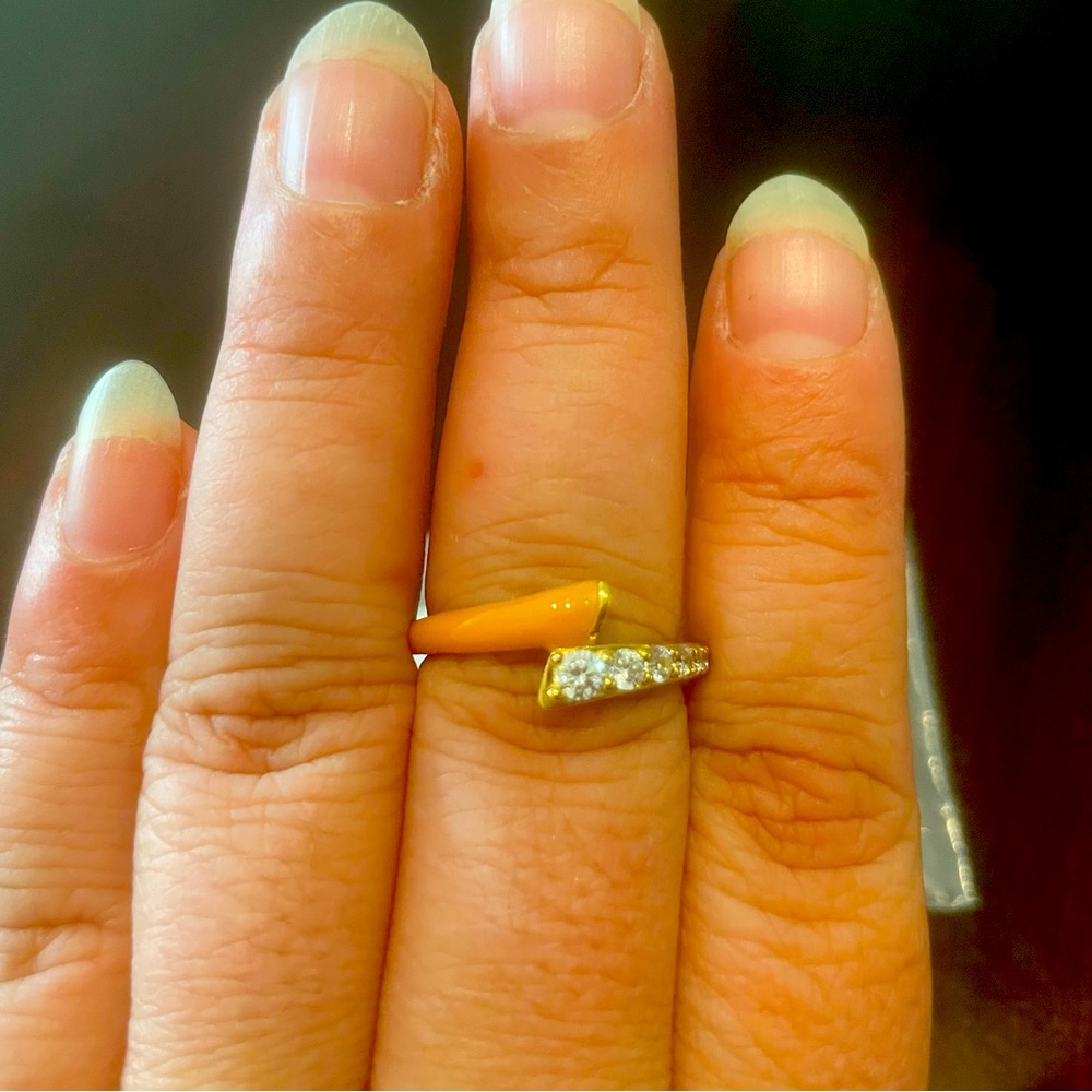 Enamel and Diamonique Ring